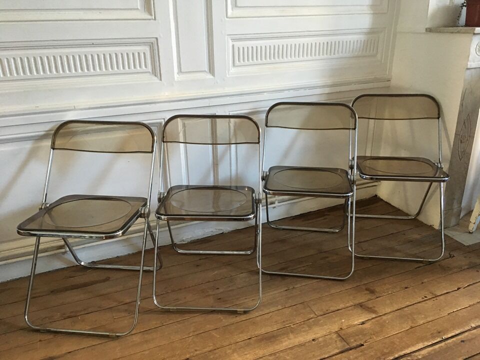 Set of Plia chairs by Giancarlo Piretti for Castelli