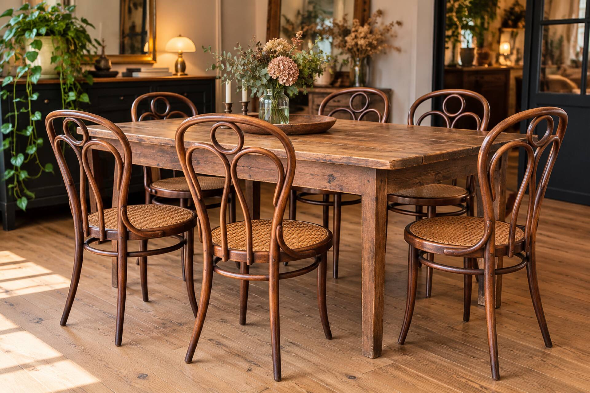 Set of 6 vintage Hoffmann chairs.