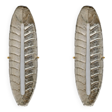 Paire d'appliques modernes en verre de Murano avec feuille d'argent