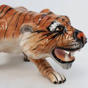 Italian Hollywood Regency Ceramic handpainted Tiger Sculpture, ca. 1950