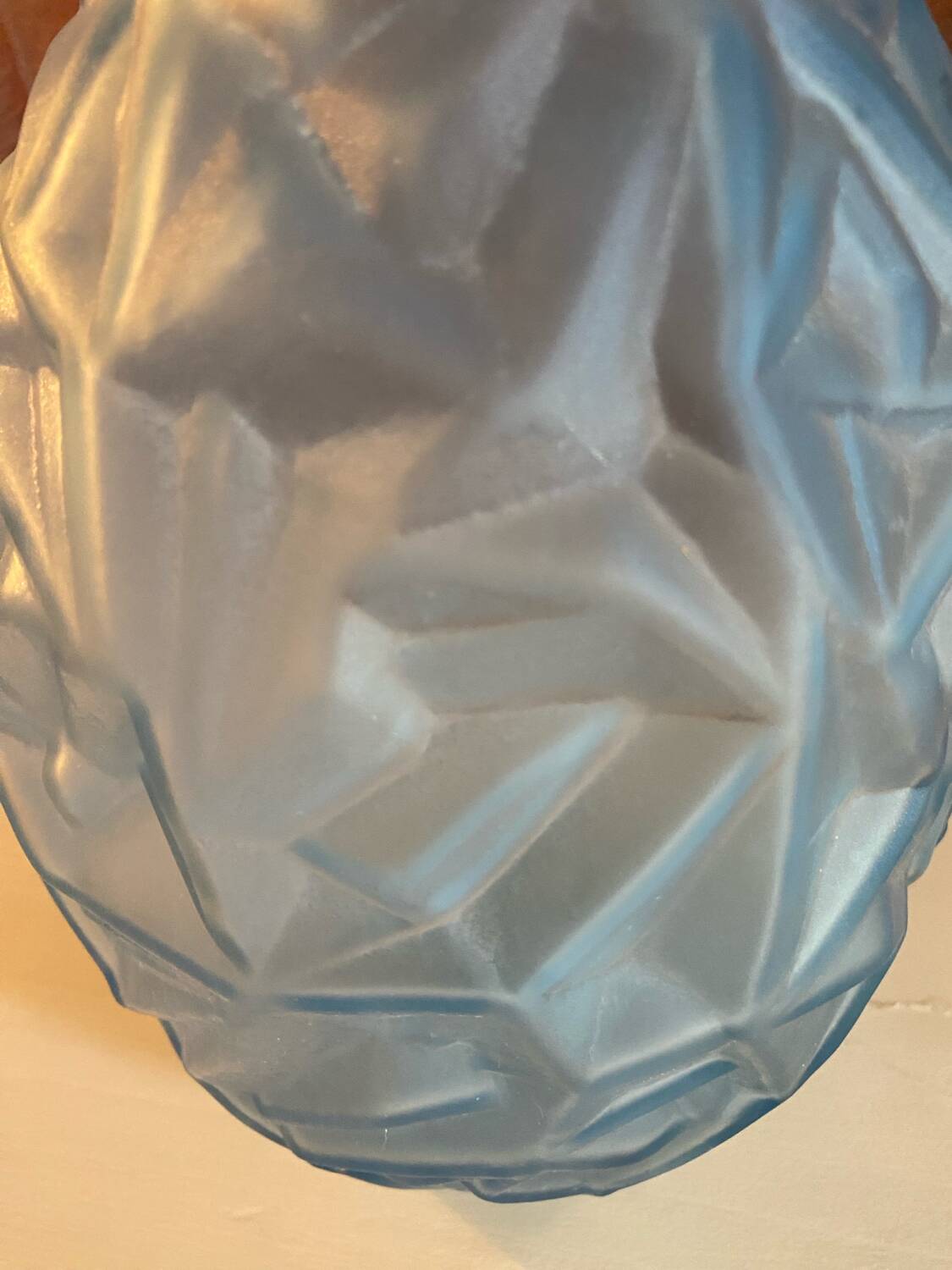 Art Deco style glass vase, vintage, geometric patterns.