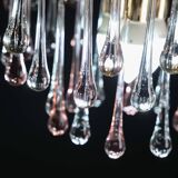 Lady Grace, Chandelier with Pink and Transparent Pendants, Murano Glass, 19