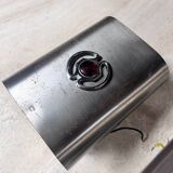 Pair of vintage brushed metal wall lights, 1970s,