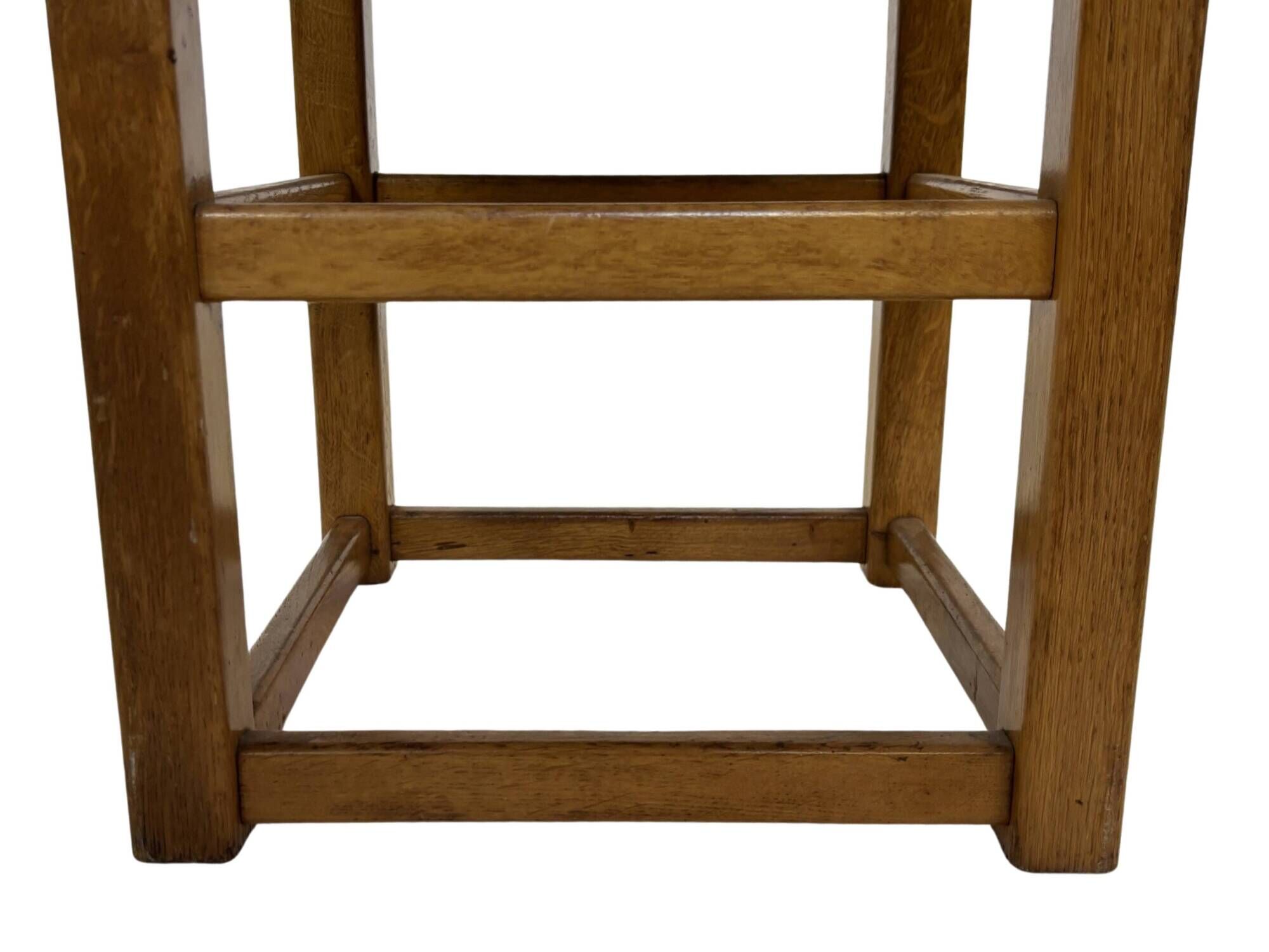 Set of four vintage chairs / stool - brutalist style minimalist oak and wicker 60s