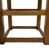 Set of four vintage chairs / stool - brutalist style minimalist oak and wicker 60s