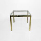 1970s brass and chrome side table renato zevi glass