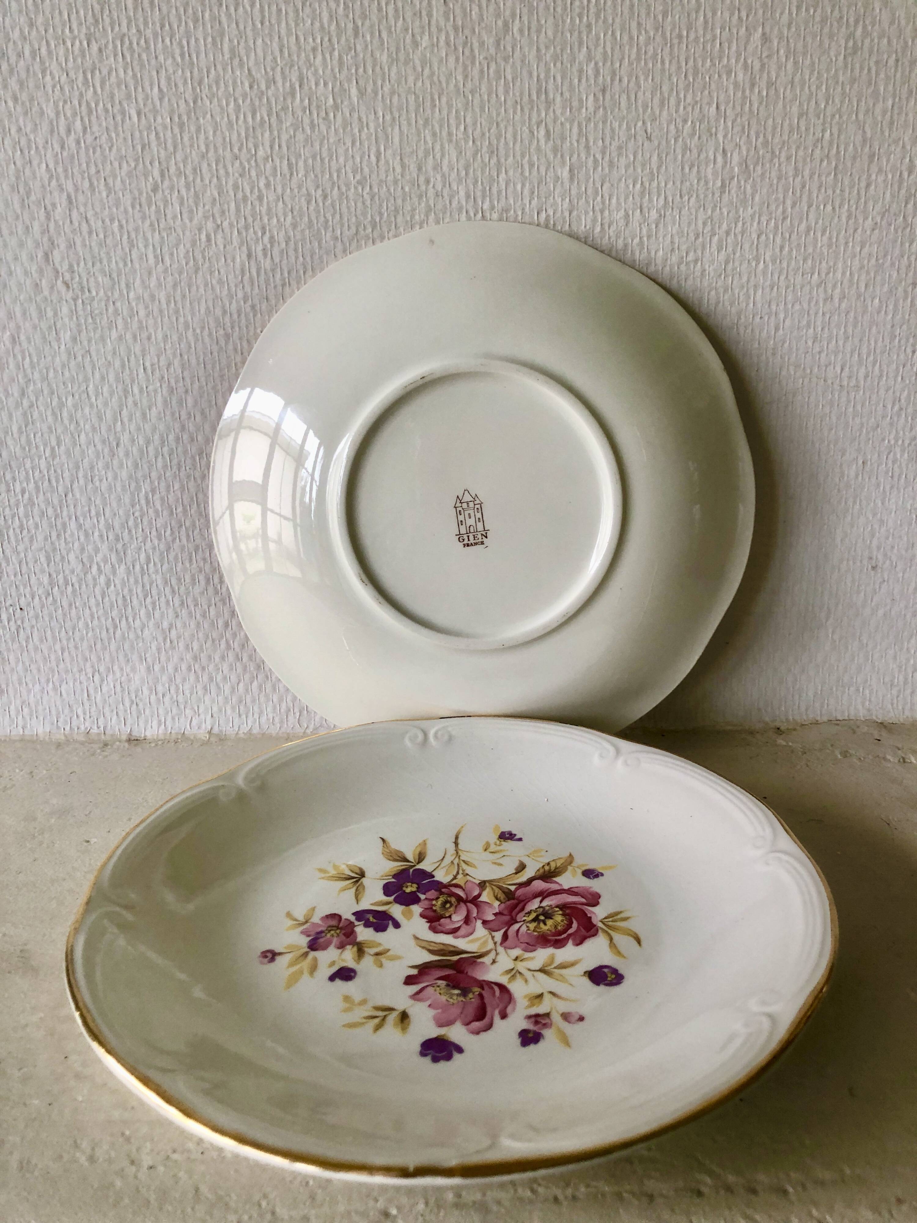 Set of 2 Gien earthenware dinner plates