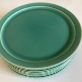 Set of 8 modernist plates in turquoise earthenware 1950 Villeroy and Boch