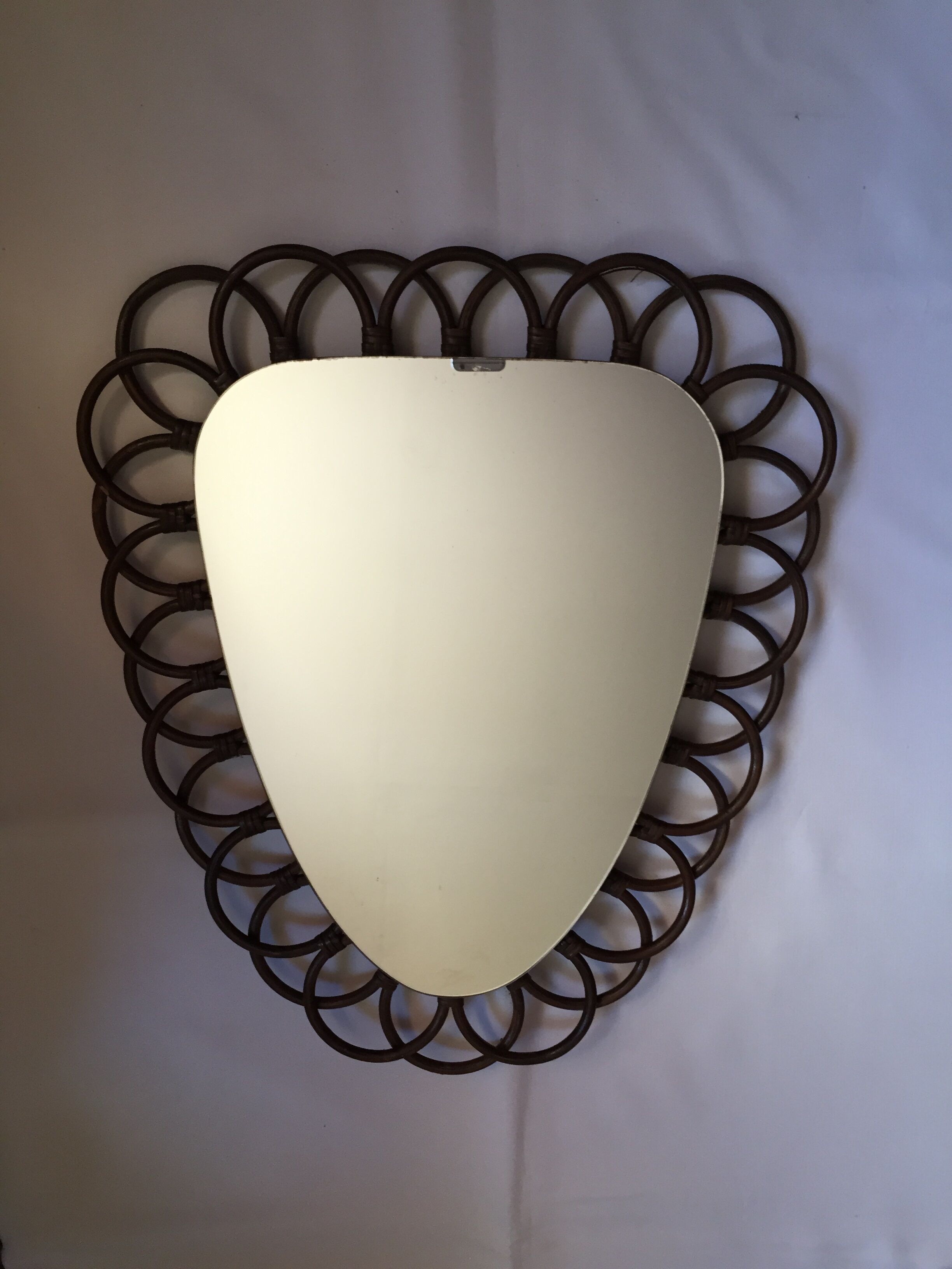 Mirror shape mirror rattan 48x59cm