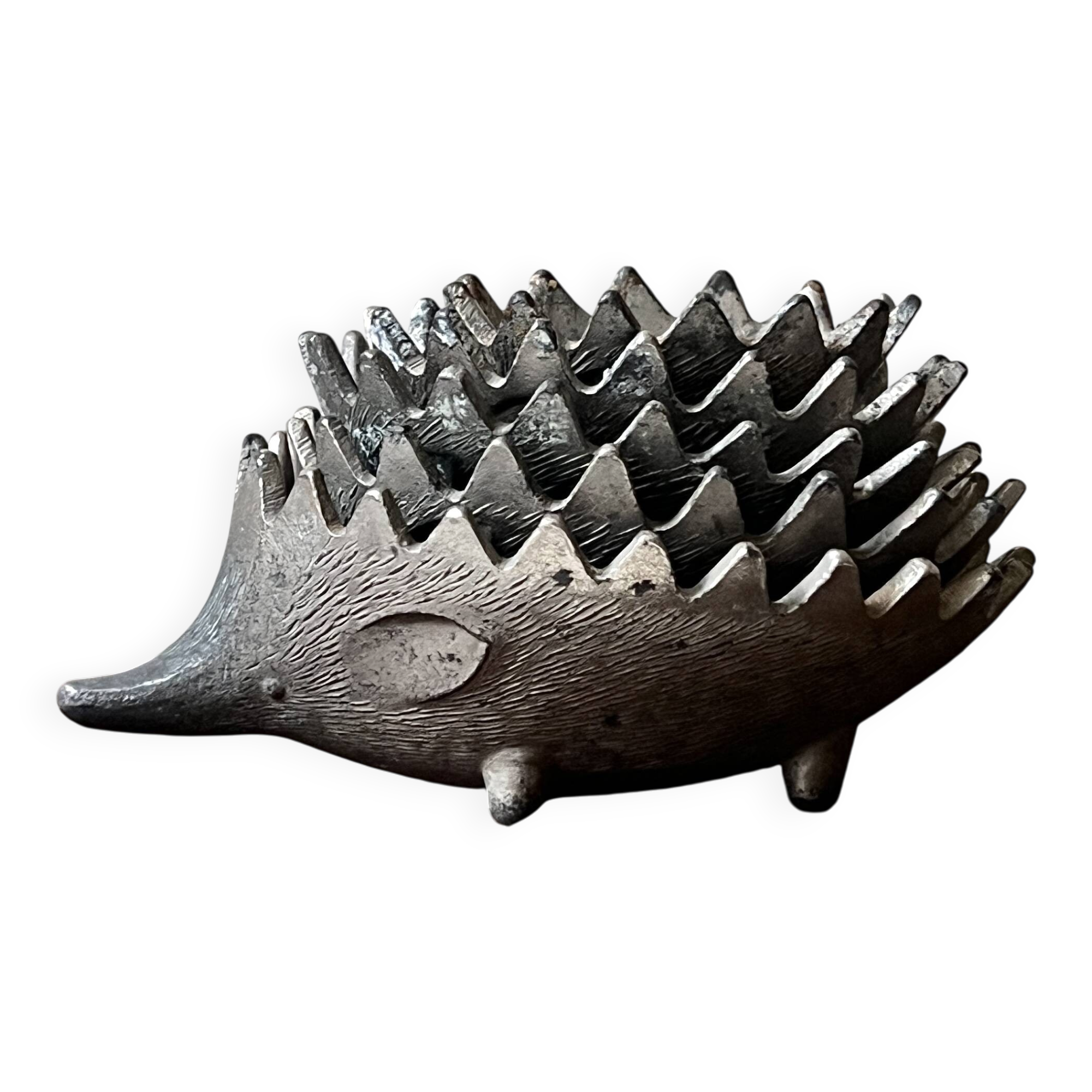 Scandinavian figurine - metal hedgehog ashtray, Walter Bosse 1950