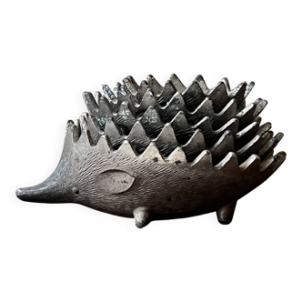 Scandinavian figurine - metal hedgehog ashtray, Walter Bosse 1950