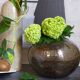 Vintage bubble-blown glass ball vase from riom france