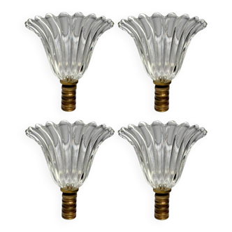 Murano Glass Wall Lamps attributed to Ercole Barovier, Italy, 1940s, Set of 4