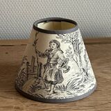 3 abats-jours en toile de Jouy grise et beige