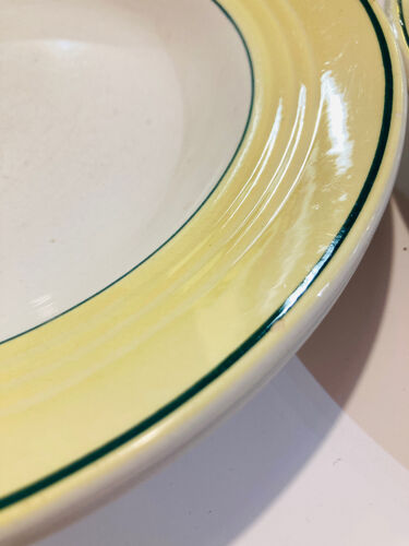 5 assiettes creuses ceranord faïence-provence jaune et verte