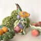 Italian barbotine pitcher Rabbit and fruits