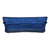 Canapé danois 3 places en velours bleu et hêtre, années 1960