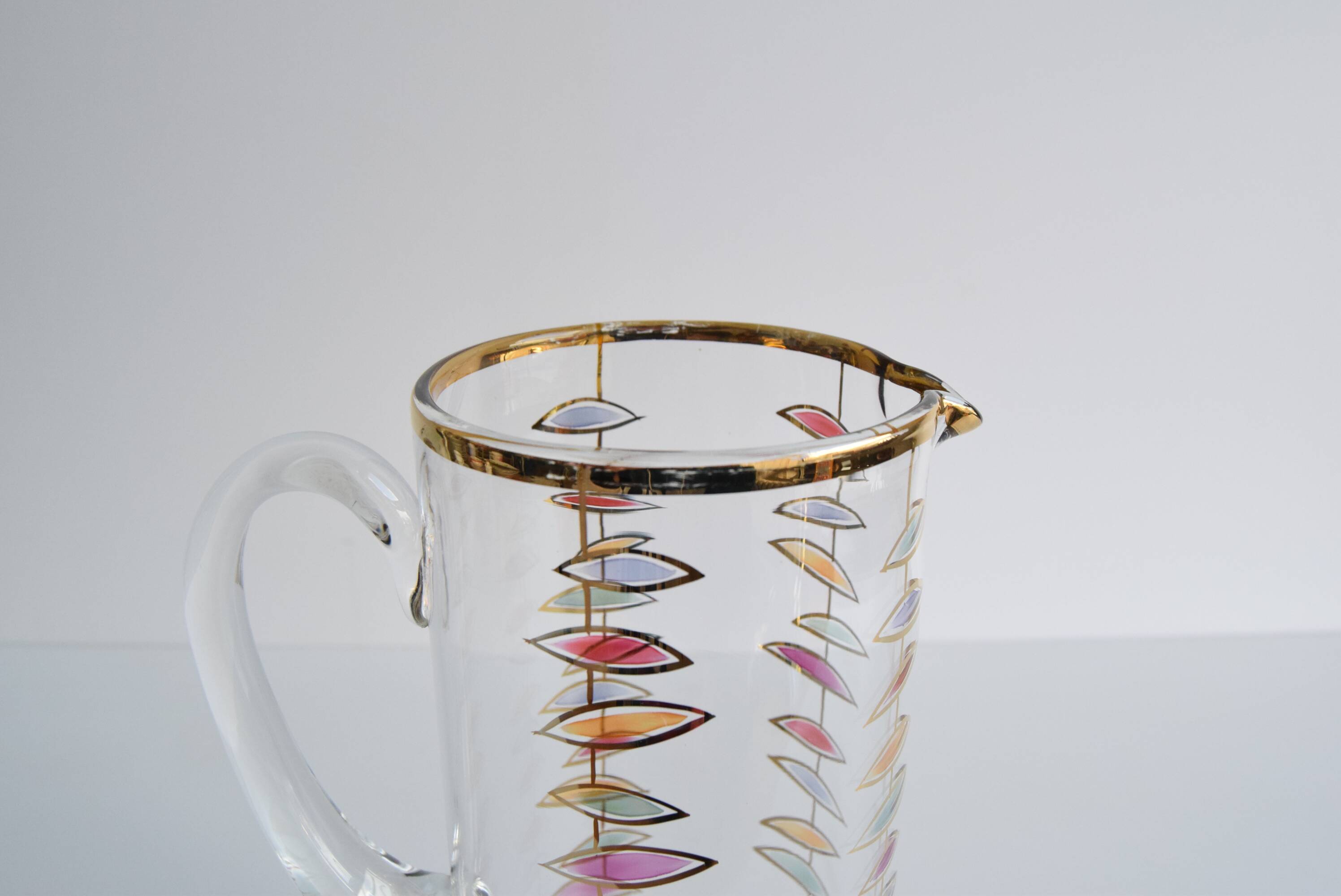 Vintage glass jug, Bohemia Glass, 1960's.