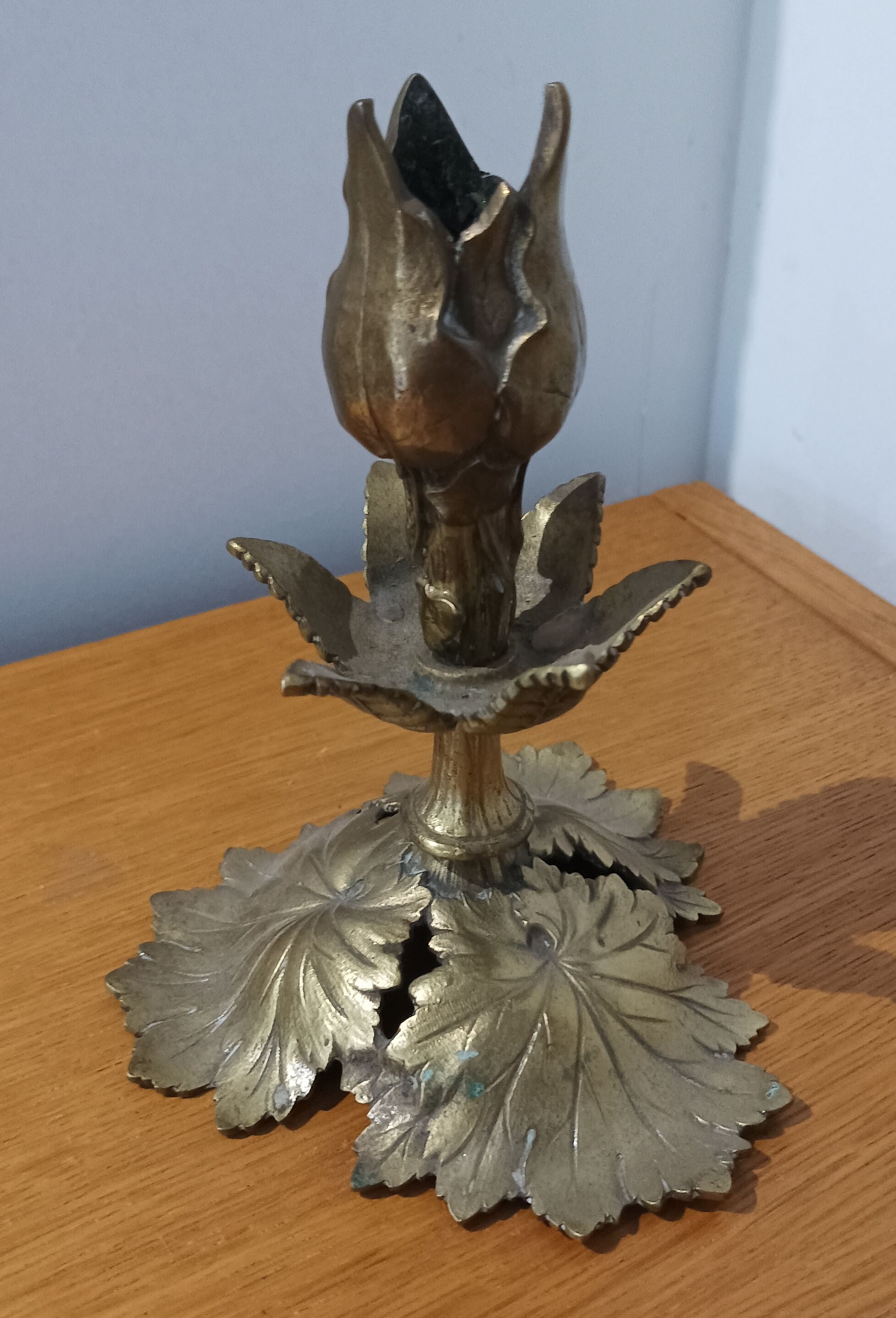 Art nouveau bronze candle holder