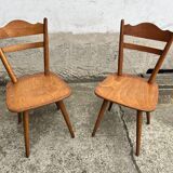 Set of 4 vintage beech bistro chairs – compass legs