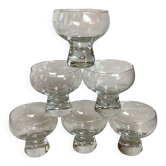 6 large bubble coupe glasses with a foot in the Kosta Boda style.