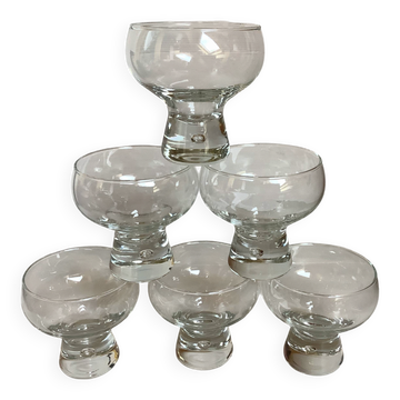 6 grands verres coupes bulle au pied style kosta boda