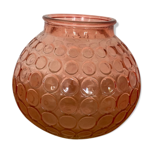 Vase boule rond rose - verre