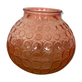 Vase boule rond rose en verre