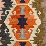 9x12 Geometric Style Turkish Vintage Kilim Rug, 264x383Cm