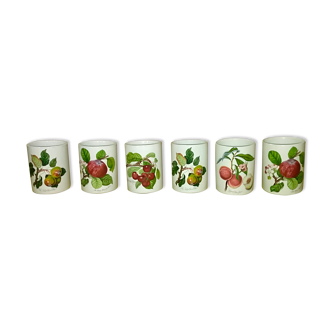 Set of 6 pots fayence Portmeirion made in England décor "Pomona the goddess of fruit"