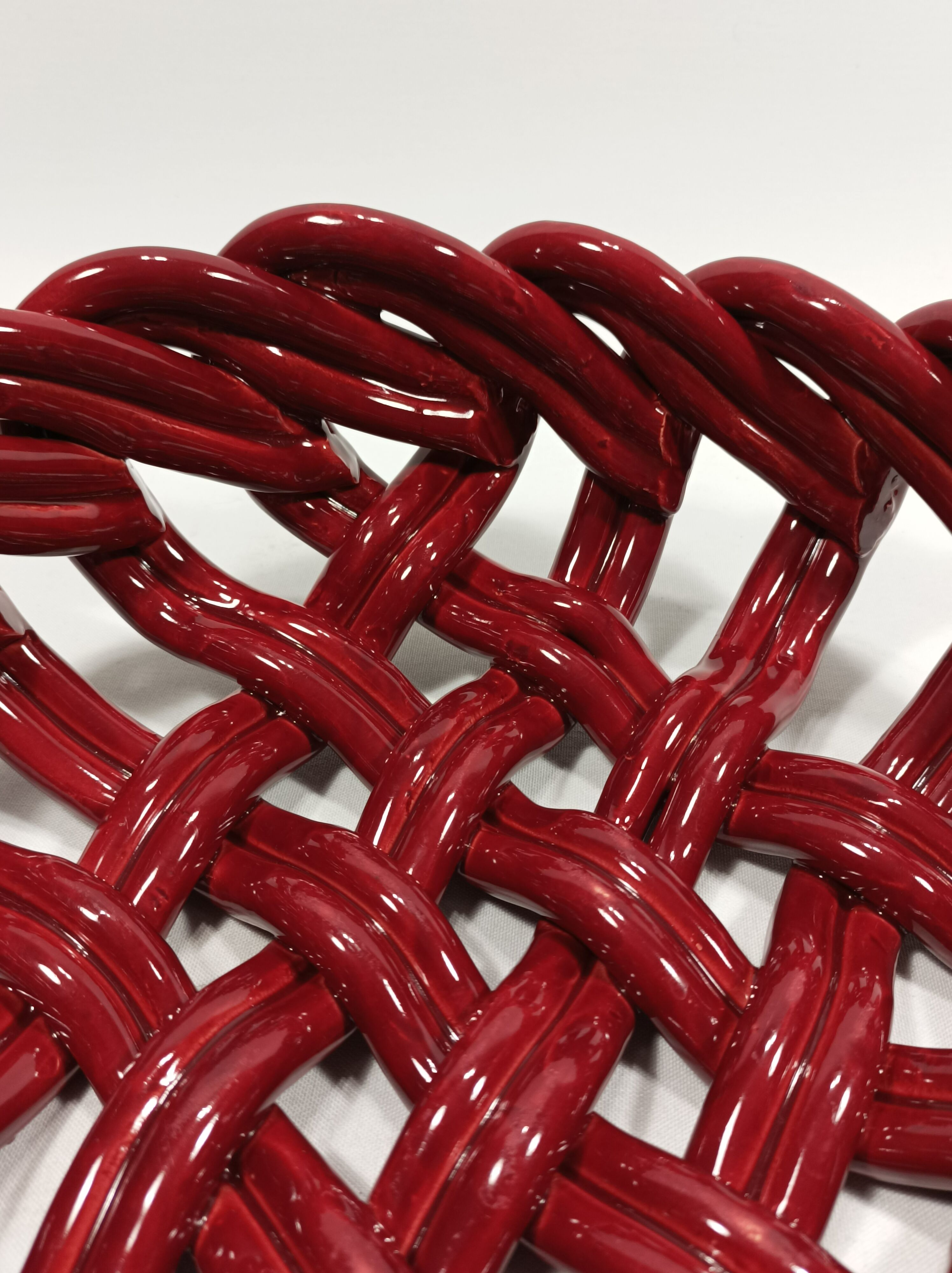 Vallauris woven fruit cup like ochre red basket