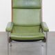 Green Cowhide Leather and Wooden Vintage Armchair