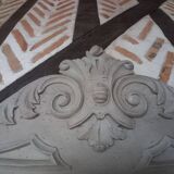 Large patinated linen wood pediment