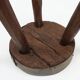 Brutalist French solid oak tripod stool with metal rim, 1850s