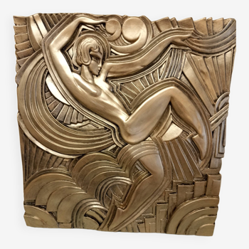 Grand Bas-relief Art déco danseuse "Folies bergère" d'après Maurice Picaud