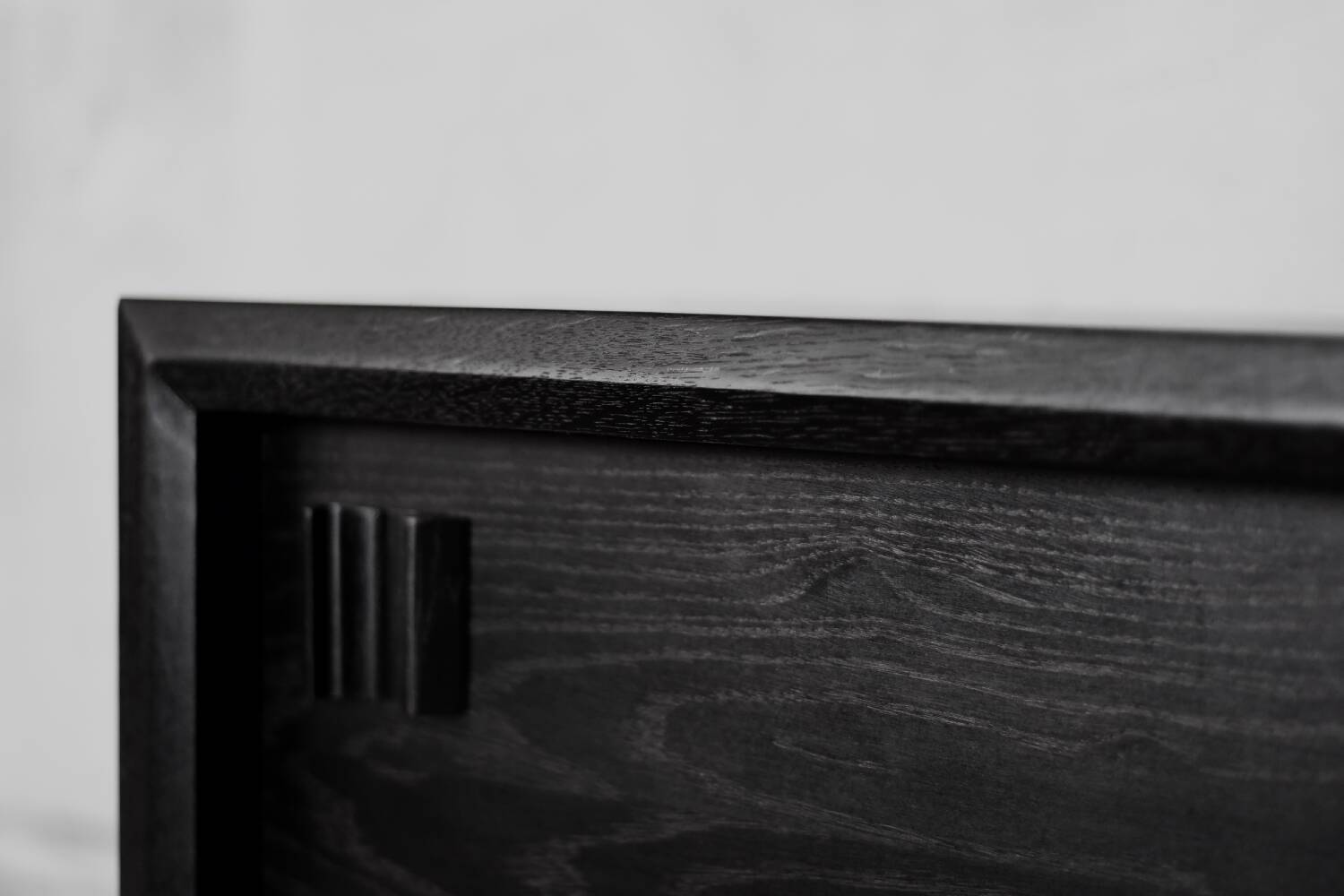 Vintage Mid-Century Scandinavian Modern Dark Oak Sideboard & Wooden Handles