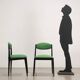 Vintage 1960s ebony wood chairs, foam padding, fabric.