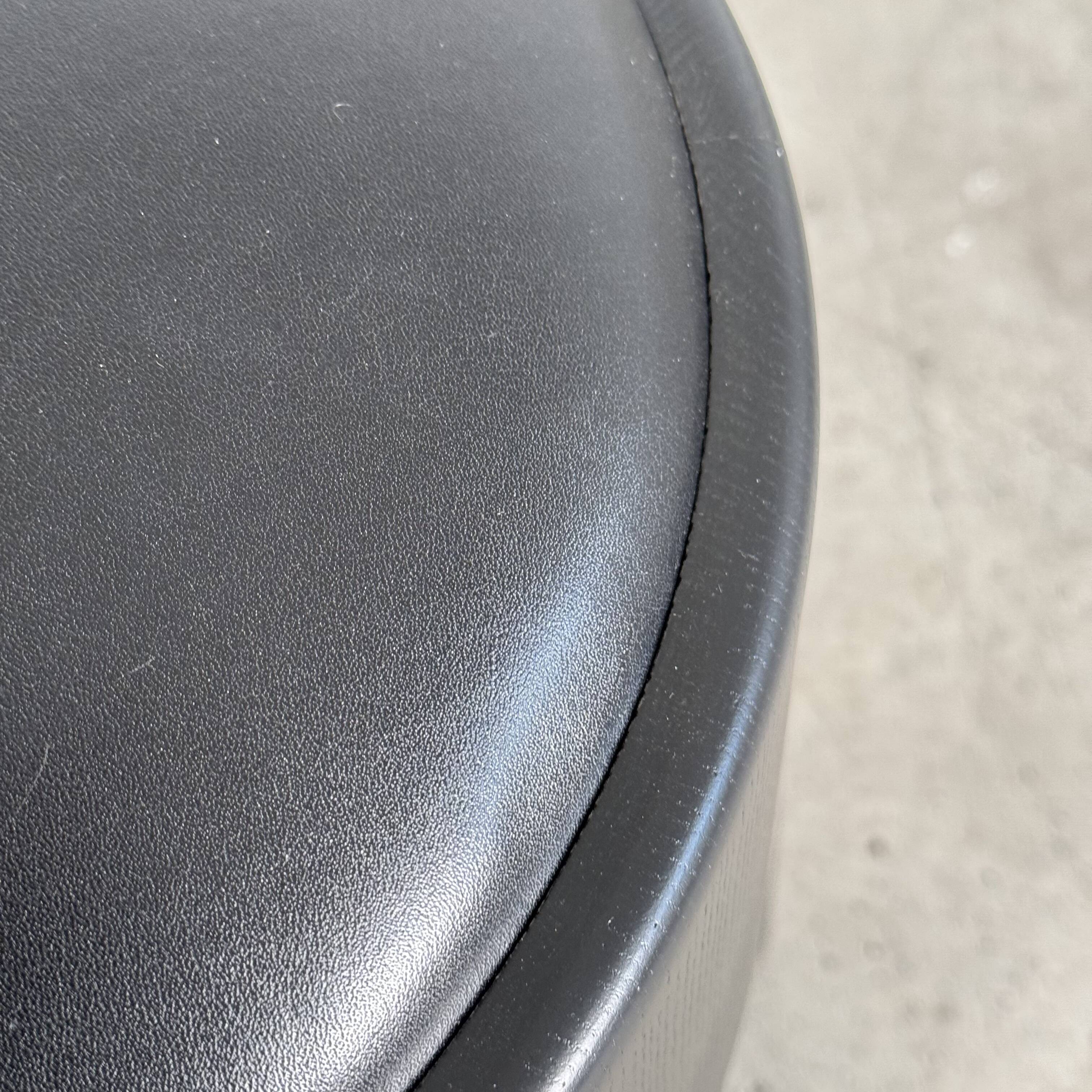 Sculptural Black Ash Wood Stool with Premium G.A. Full-Grain Leather, FORME