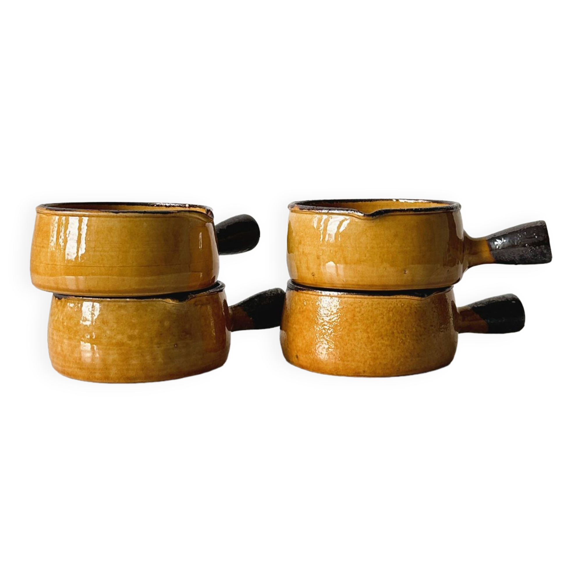 Caquelons - pans in yellow glazed stoneware from Vallauris