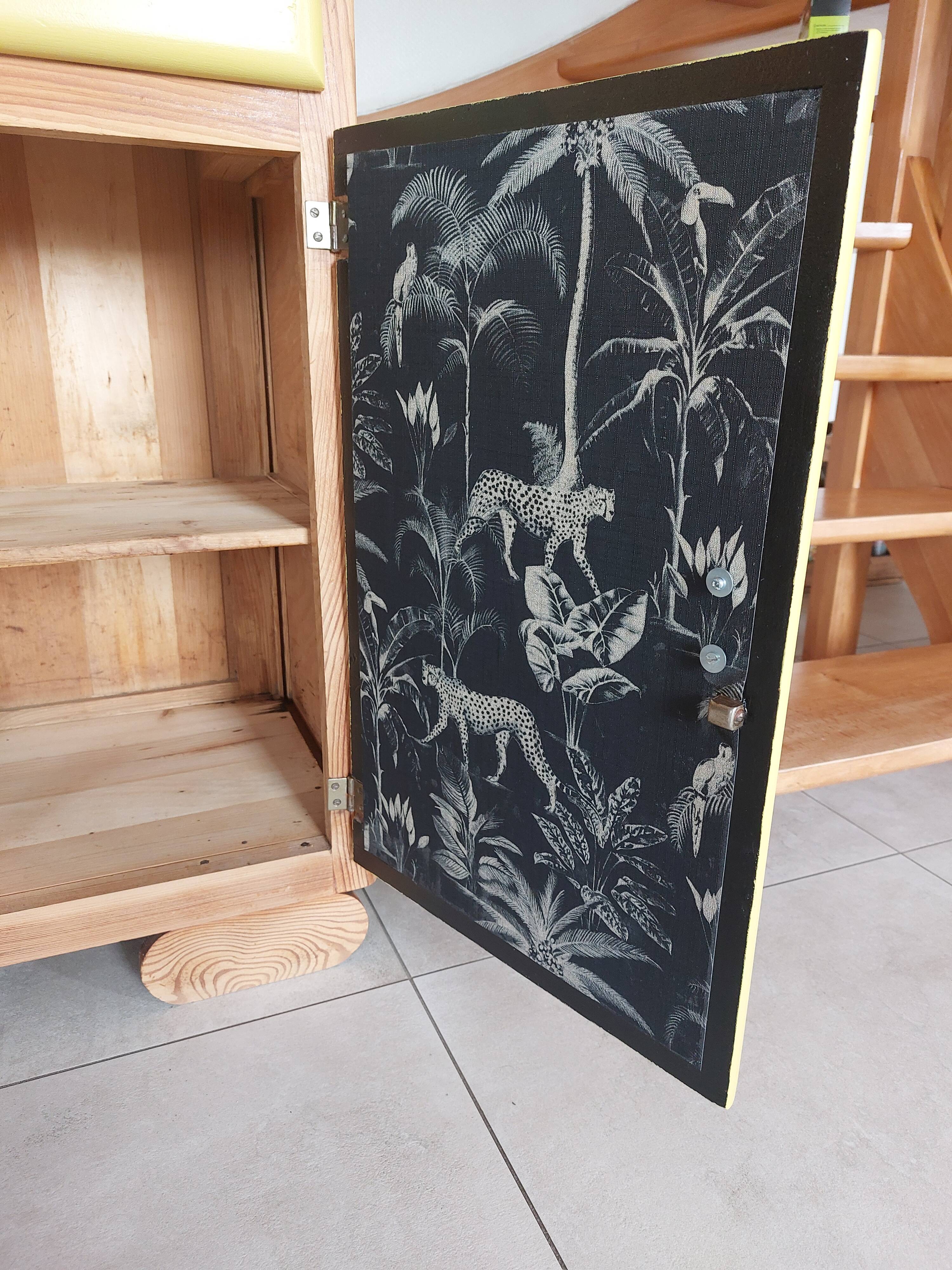 Mado buffet in wood, marble and copper, restored