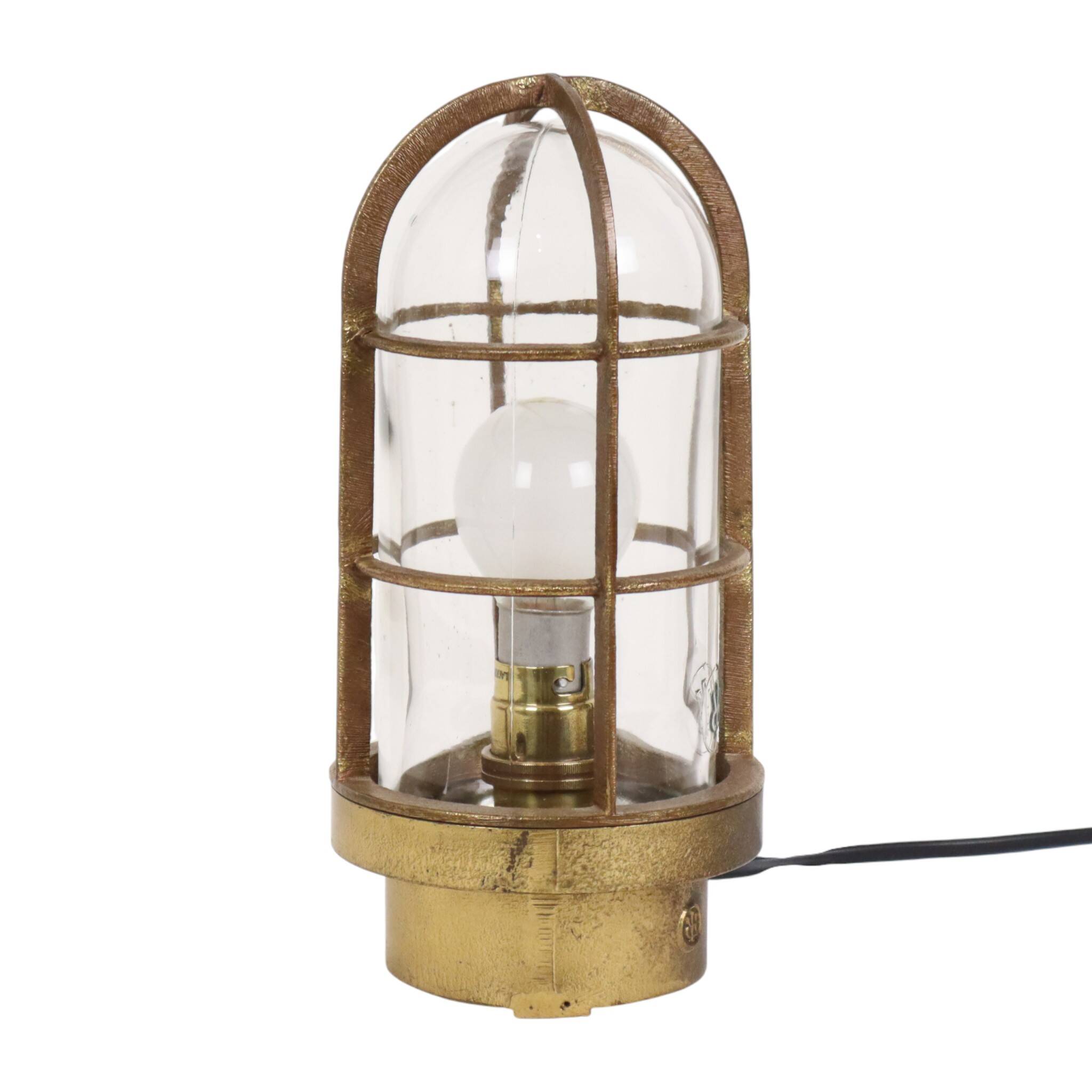 Old Industrial Brass Ship's Lamp Cage Lamp Rotterdam