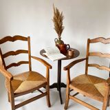 Paire de Fauteuils de campagne paillés