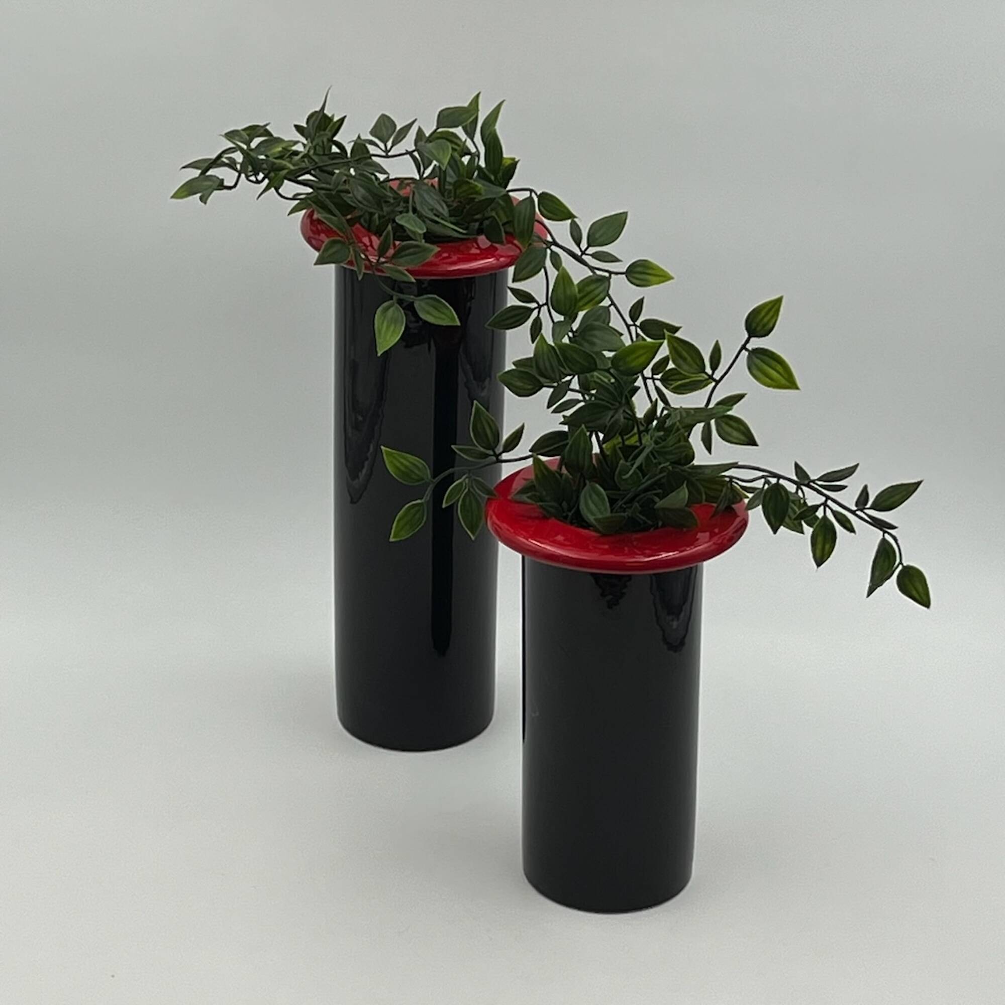 80s Design Ceramic Vases - Modern Vintage Home Decor Made in Italy – set of 2