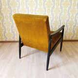 Vintage Yellow Fabric Armchair: Mid-Century Modern Lounge Chair