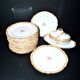 Paris porcelain set of 12 plates, dish and sauce boat, antique tableware with monogram BA.