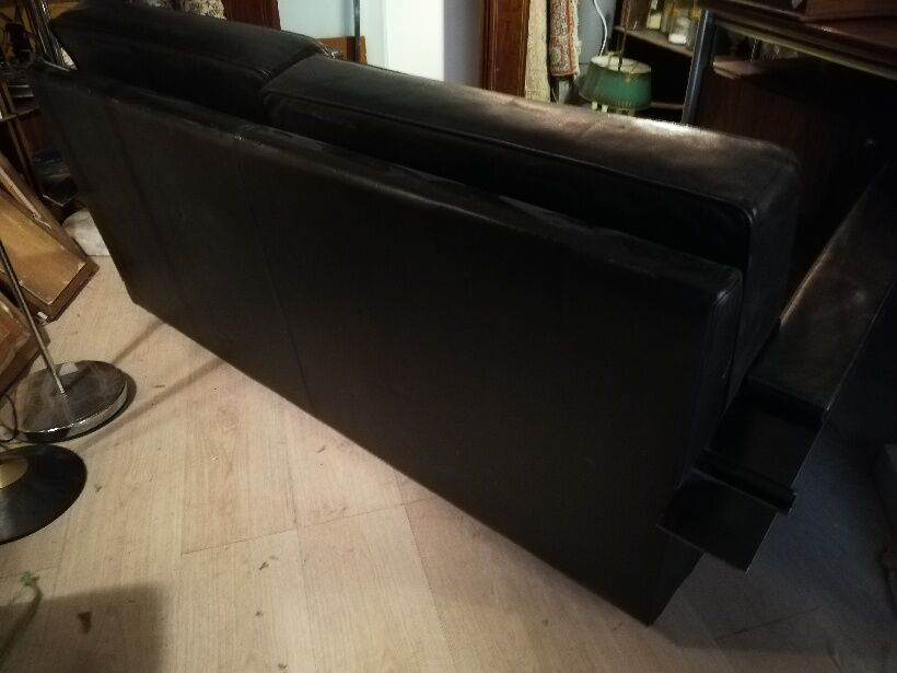 Jean-Michel Wilmotte black leather sofa, Washington model