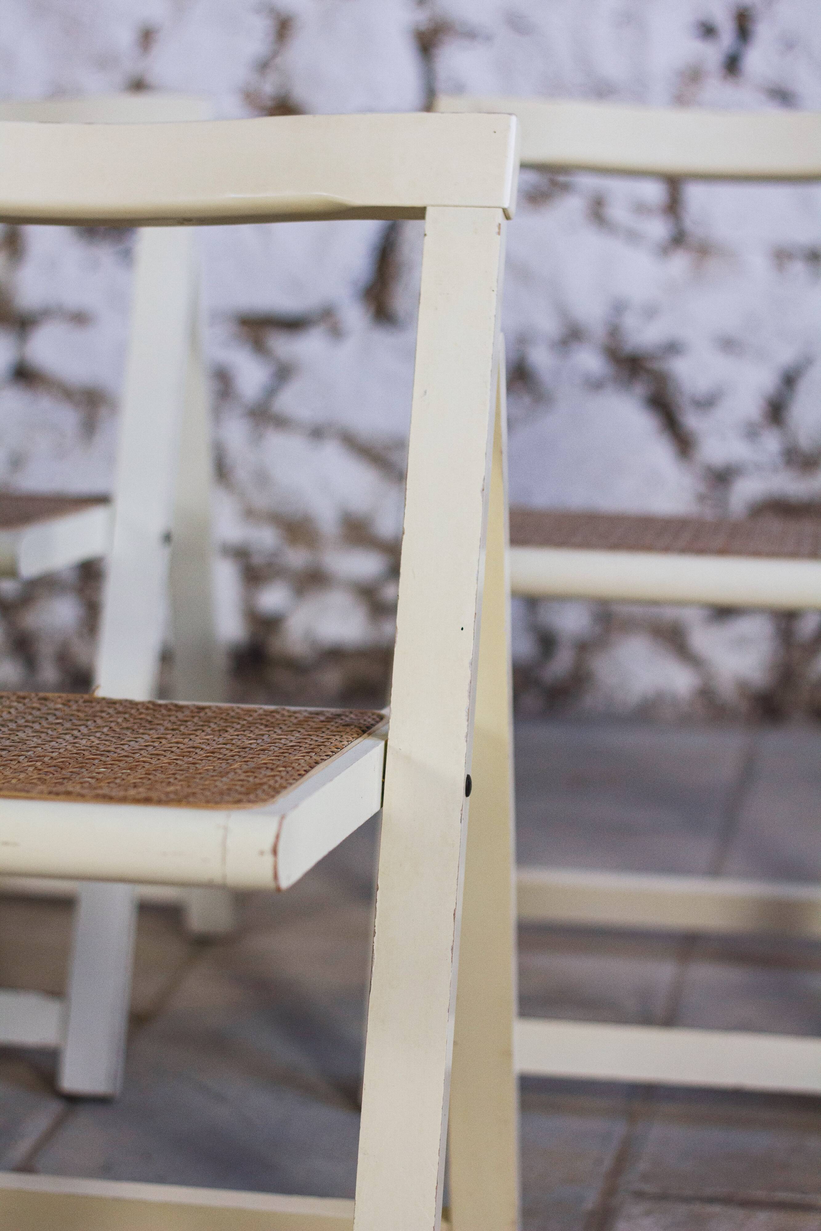 4 vintage folding cane chairs