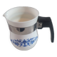 white ceramic milk jug with blue flowers, metal handle