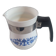 white ceramic milk jug with blue flowers, metal handle
