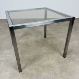 Chrome side table smoked glass 70s, end of sofa